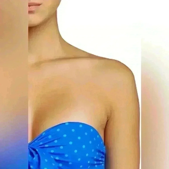 ☀️👙Spanx Bandeau Push Up One Piece Swimsuit ~ Polka ~ 14~NWT!~Removable Straps - Picture 3 of 10